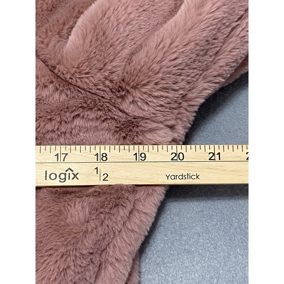 Athleta Faux Fur Hooded Bomber Jacket Dusty Rose Pink XXS Zip Up Cozy Warm - Picture 4 of 11